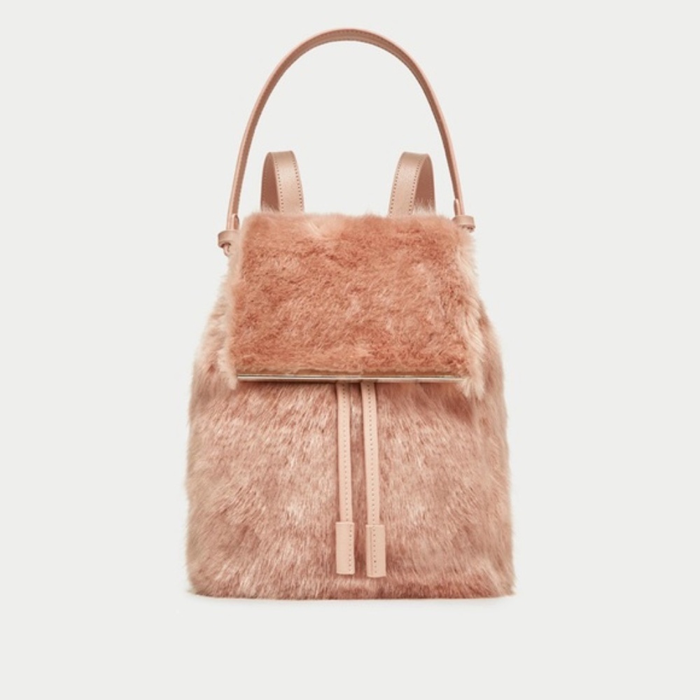 Zara | Pink Fur Mini Backpack